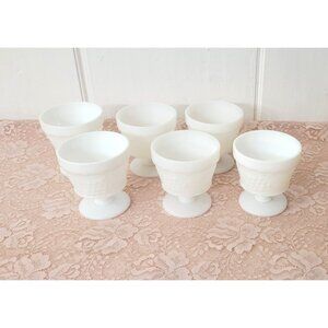 Milk Glass Grapes Design Dessert Cups Set of Six